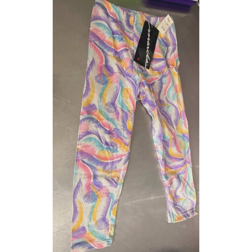 VTG Marika Leggings Medium M High Waist Pastel Abstract 80s‎ 90s Made in Taiwan